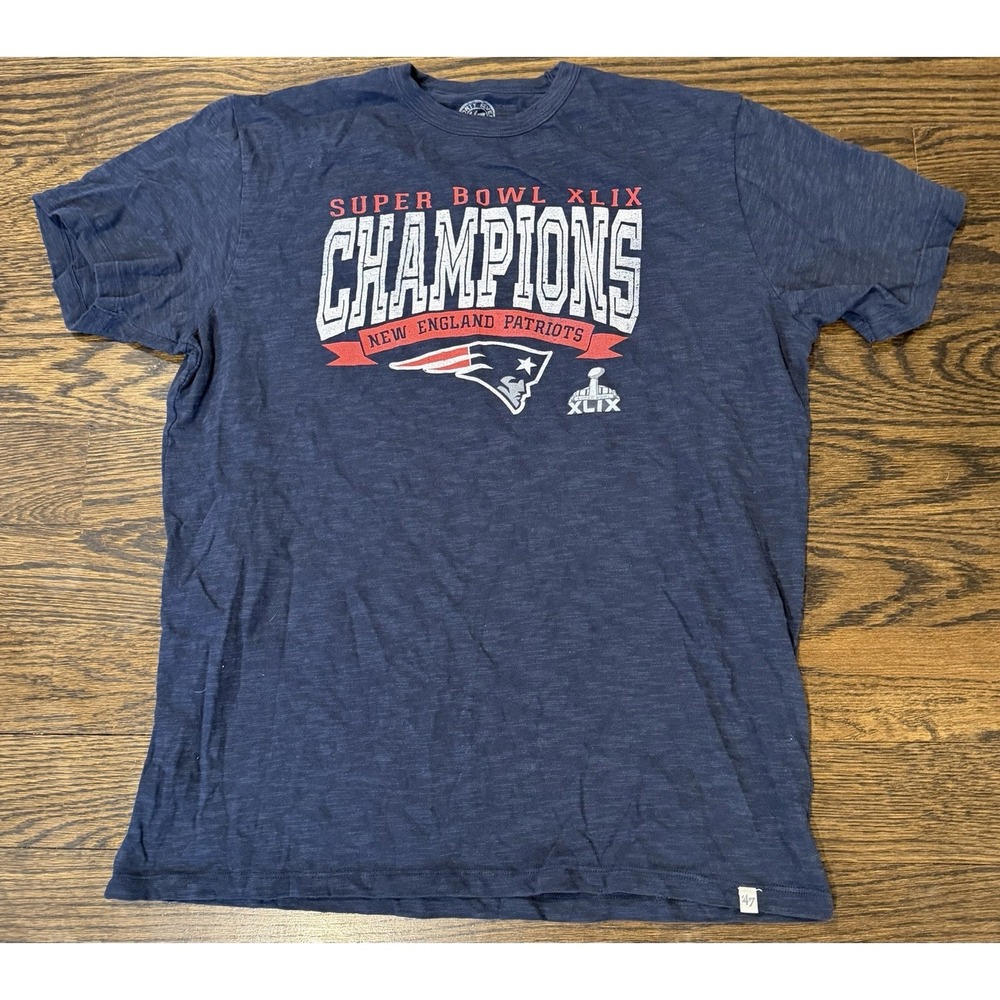 47 Brand NFL New England Patriots T Shirt Men Medium Super Bowl Short Sleeve